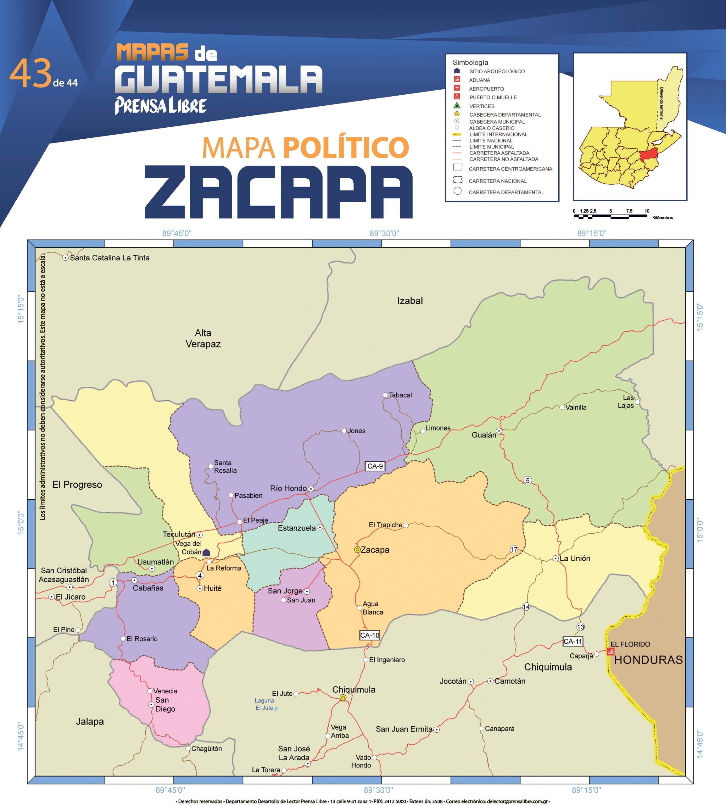 Mapa Del Departamento De Zacapa Físico Y Político Hago Mi Tarea 5838